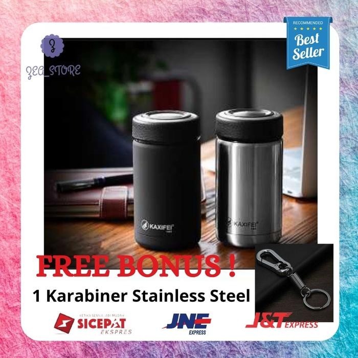 Termos Air Panas Dingin Stainless Mini Mug Kopi 400 ml hitam