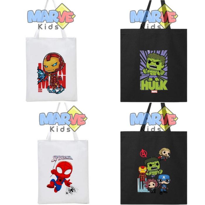 Totebag Sekolah Tote bag Anak Ultah Marvel Gambar Karakter Lucu Miniso Hand bag Sekolah Goodie bag