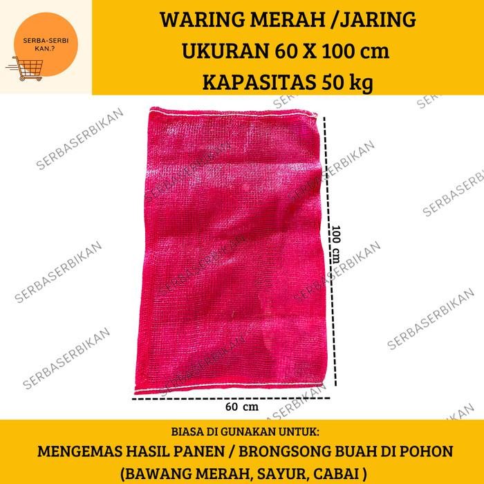 WARING MERAH 60X100 cm 50 kg KARUNG BAWANG SAYUR BUAH CABE CABAI Wadah *