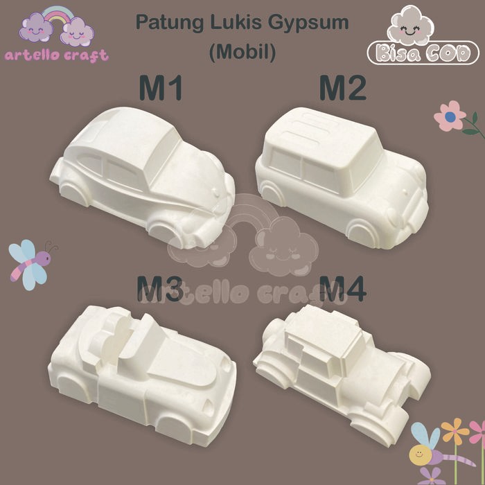 Seri Mobil Mainan Anak Edukatif Melukis Mewarnai Patung Gypsum Gipsum *