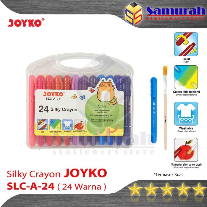 

Crayon Silky Slc A 24 Warna + Kuas / Krayon Halus Lembut Slc-A-24 Hard Case Tidak Beracun