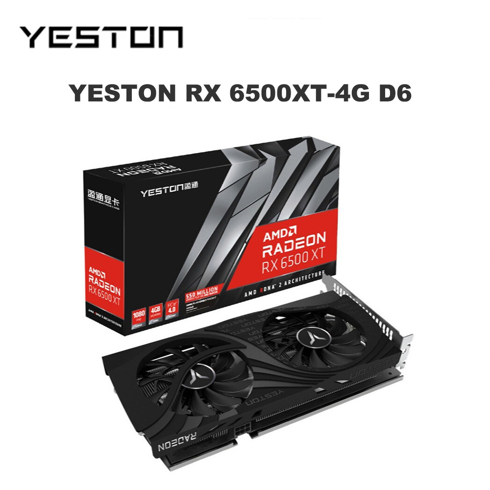 YESTON RX 6500XT-4GD6 Graphics Card AMD GPU RX 6500XT GDDR6 4GB 18Gbps 6pin 6NM 64bit PCI Express