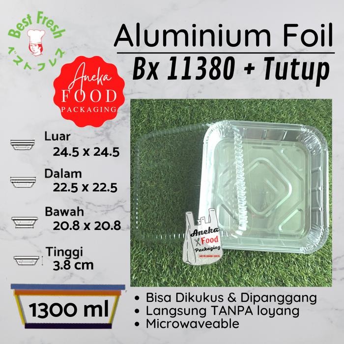 Wadah aluminium foil tray KOTAK 25x25cm Bx 11380 TANPA TUTUP
