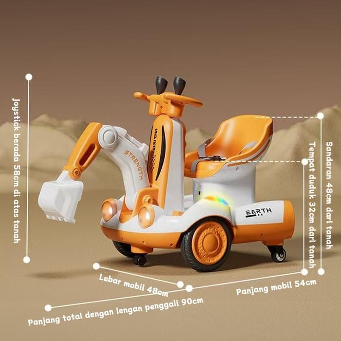 Igoods.Rose Balance Car Excavator Mainan Scooter Mainan Mobil Anak Ride On Aki Mobil Listrik Anak