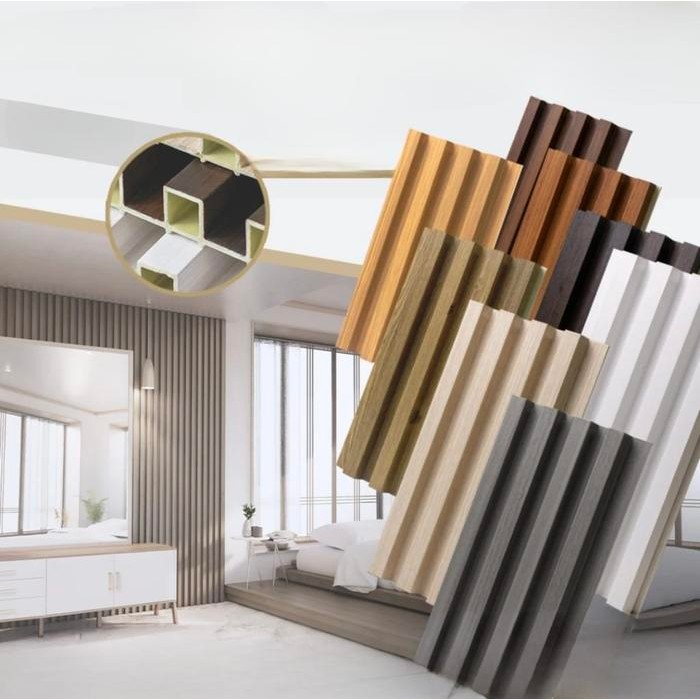 Wood Panel 3D PVC WPC Dinding Kayu - Partisi Kisi PVC Wallpanel Motif Kayu