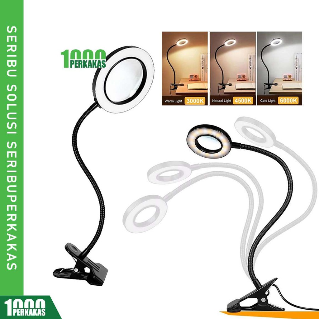 

Kaca Pembesar Klip Desktop LED 10X 110mm E046X 1P / Meja USB Magnifier Lampu Baca Table Lamp / Multifungsi Duduk Jepit / Magnifying Glass / Profesional Service / Dengan Tiga Mode / Power Supply