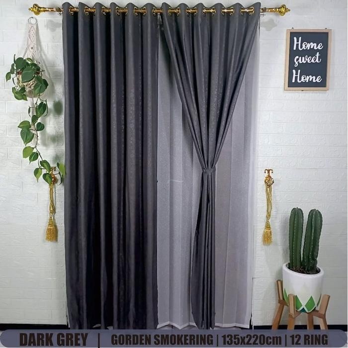 Korden jendela smokring polos embos grosir murah home made Gold Tali Katun Gorden