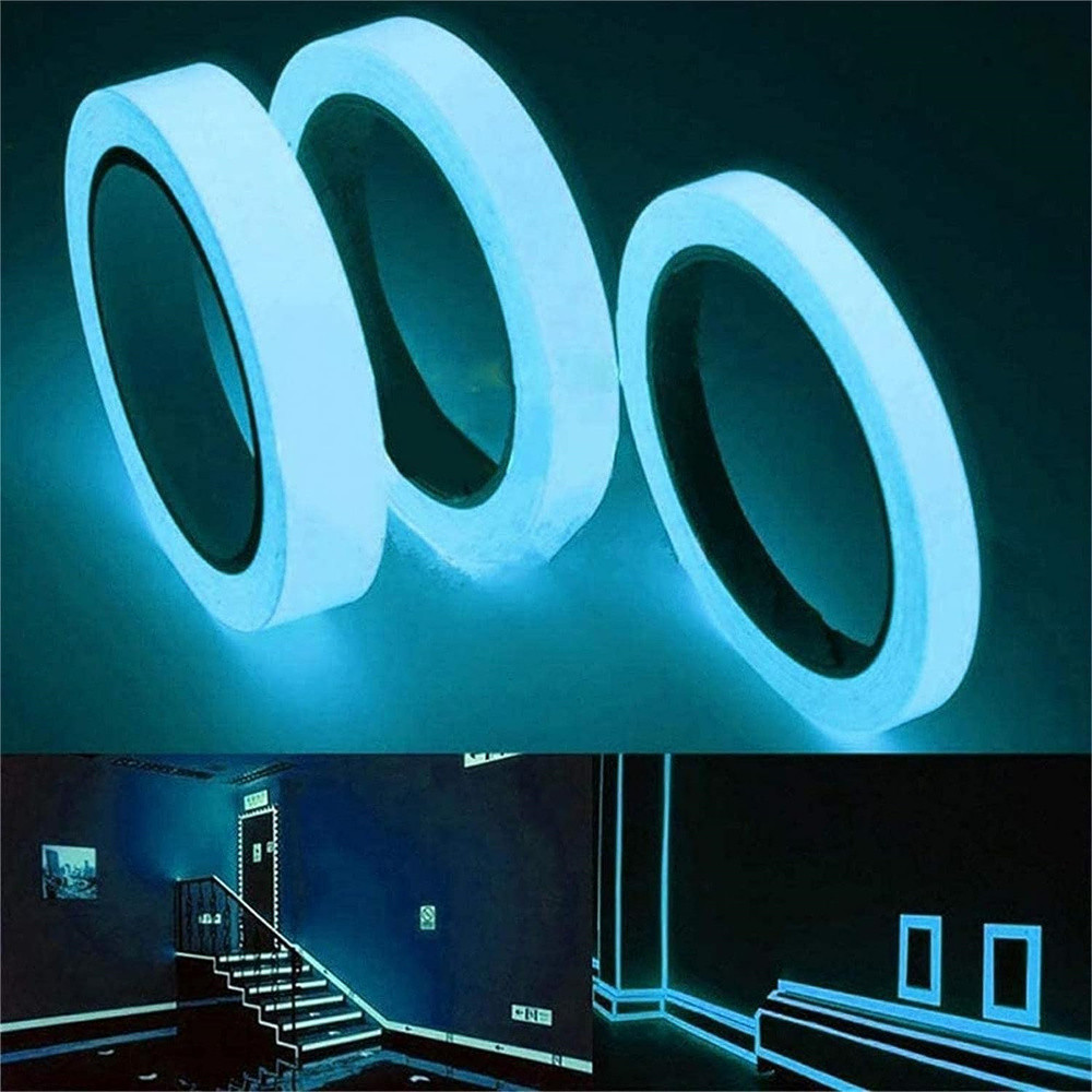 

1cm/1.5cm/2cm/2.5cm/3cm/5cm*5m Blue Glow in Dark Tapes Adhesive Safety Stickers Waterproof