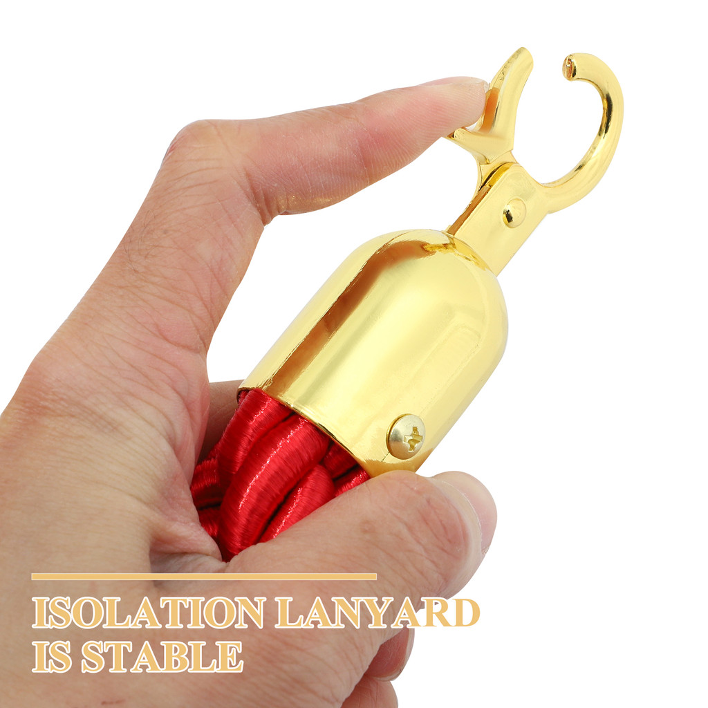 

15M Golden Hooks Stanchion Rope Guard Bar Lanyard Crowd Control Barrier Tape Queue Line Partition