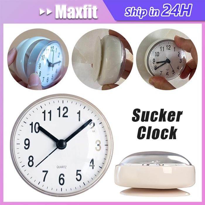 Jam Dinding Tempel Kecil Wall Clock With Suction Cup Waterproof Portable Jam dinding Untuk Dinding