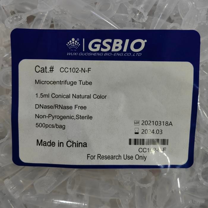 Cup Sumple 1.5 Ml Steril Isi 500 Pcs Gsbio Microcentrifuge Tube