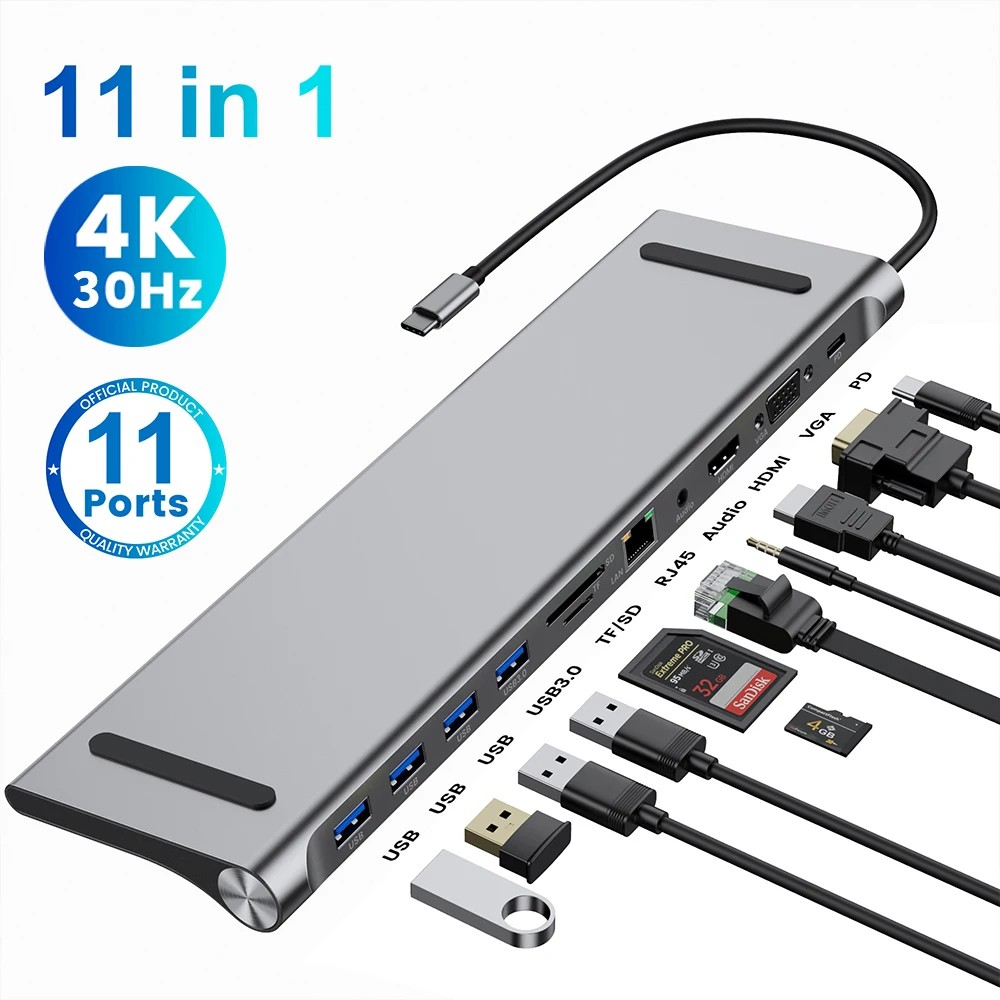 Usb C Hub Type C Adapter To Multi Usbc 3.0 Splitter Otg Hdmi RJ45 Hub 3 0 Micro Sd Card Reader Dock 