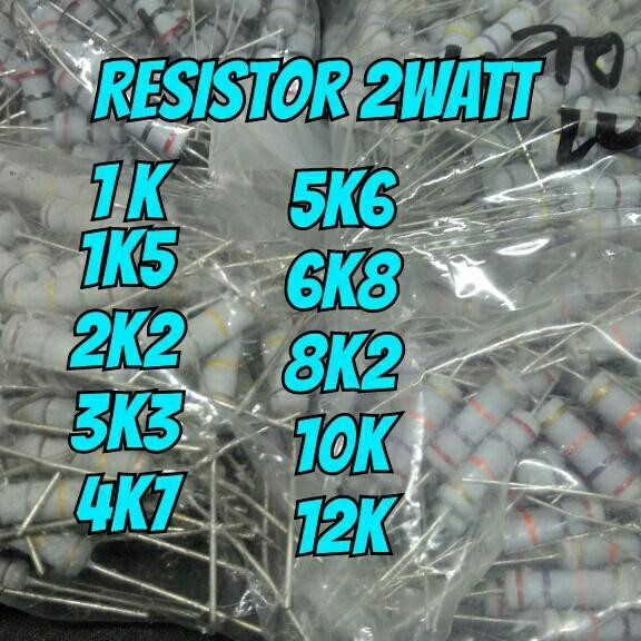 Resistor 2Watt Resistor 2 Watt 1K 1K5 2K2 3K3 4K7 5K6 6K8 8K2 10K 12K *
