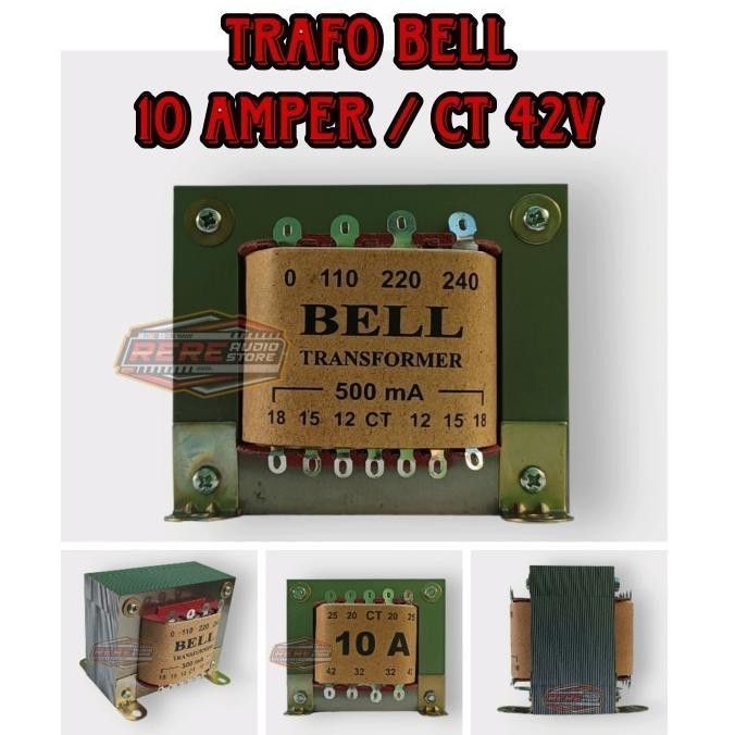* Trafo 10A BELL Transformer / Travo 10 Amper CT 42V Tembaga Murni ** *