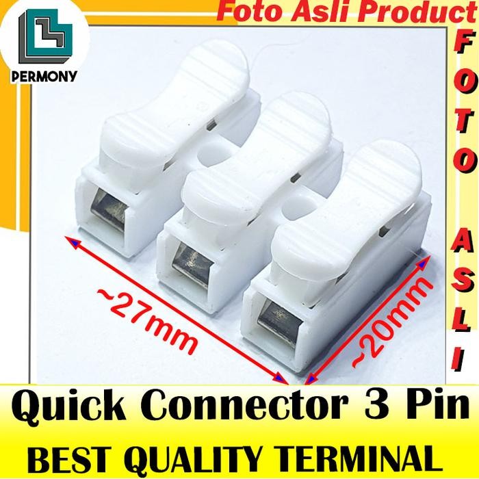 Quick connect 3pin connector konektor 3 pin 3 wire jepit spring lock *