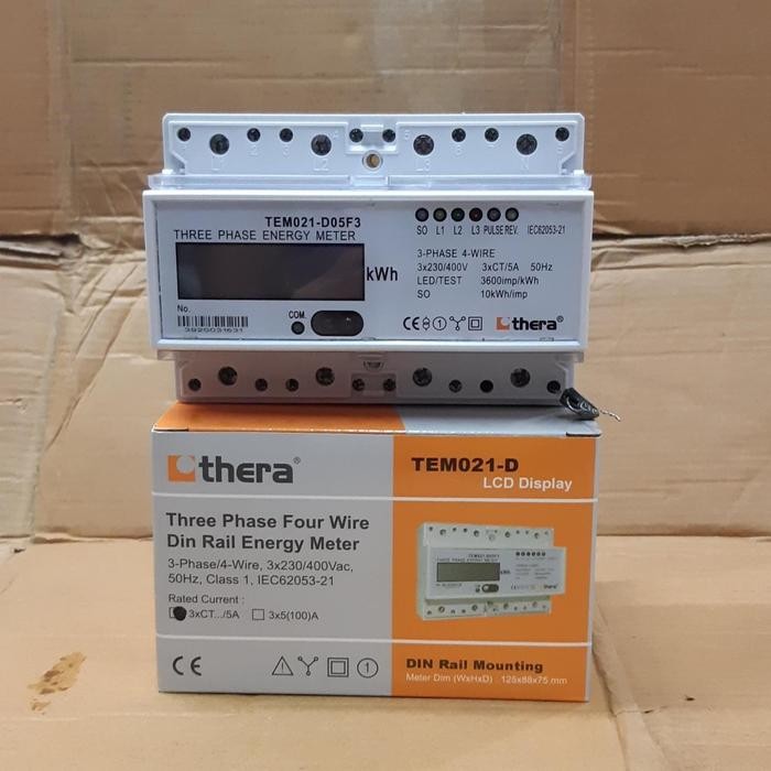 THERA KWH METER LCD DIGITAL TEM021-D05F3 3 PHASE CT 5A SINGLE TARIF