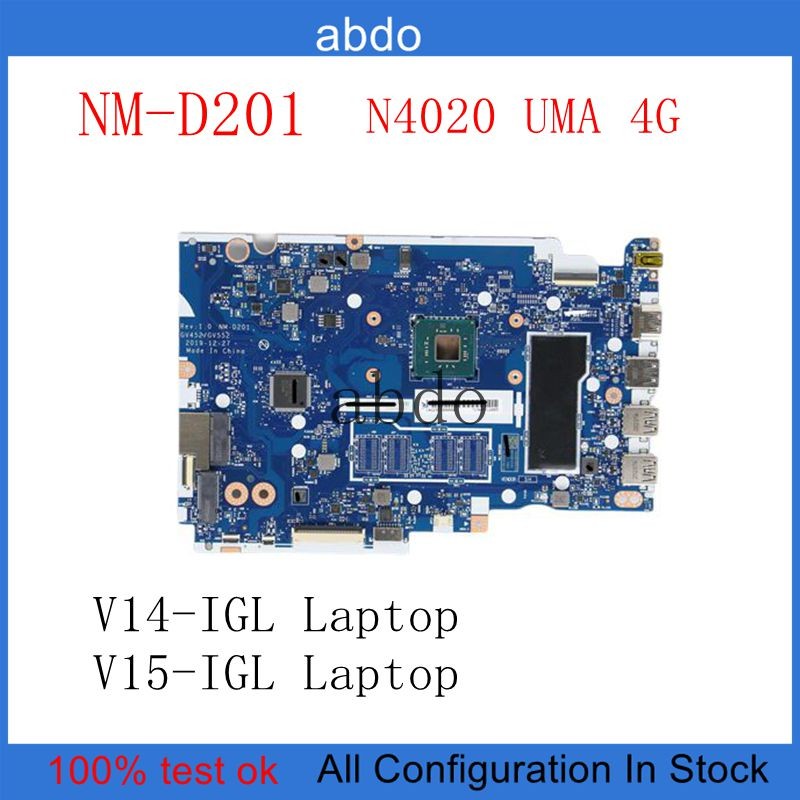 For Lenovo V15-IGL V14-IGL Laptop Motherboard With N4020 CPU 4G RAM NM-D201 100% Test  Work