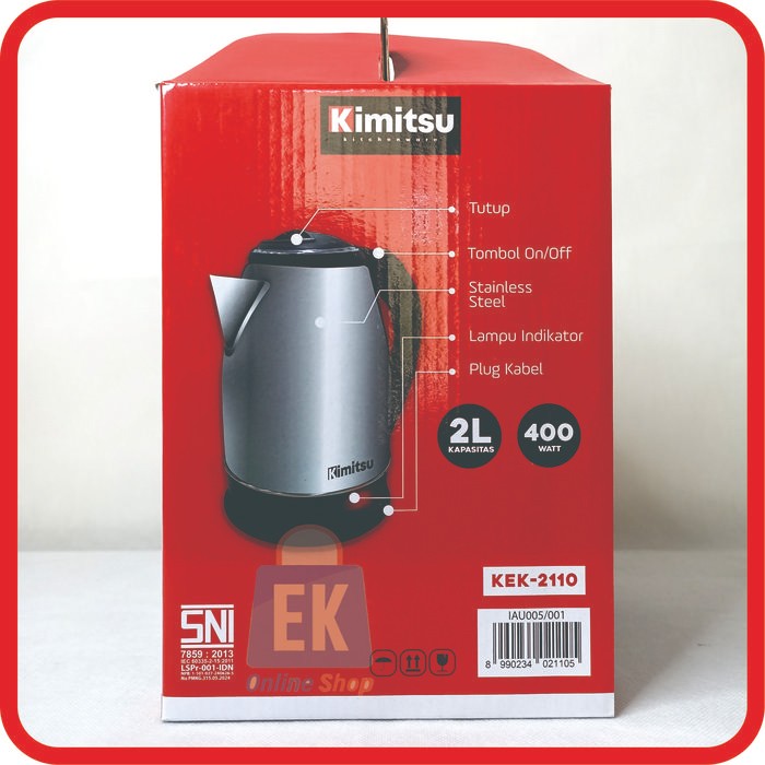 Teko Listrik Stainless KIMITSU KEK-2110 Ketel Air Listrik Teko Air Listrik Ketel Listrik Teko