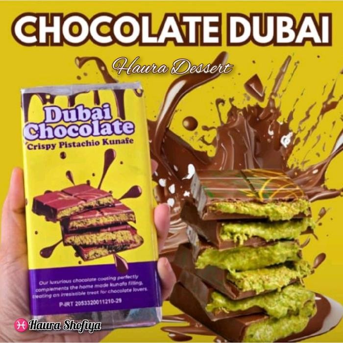 

Coklat Dubai Viral "PISTACHIO KUNAFE" Crispy Berat 270 gr ,Size 16x8 cm Chocolate Original Makanan