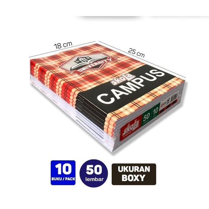 

Buku Tulis Campus Skola 50 Lembar (1 Pack Isi 10 Buku)