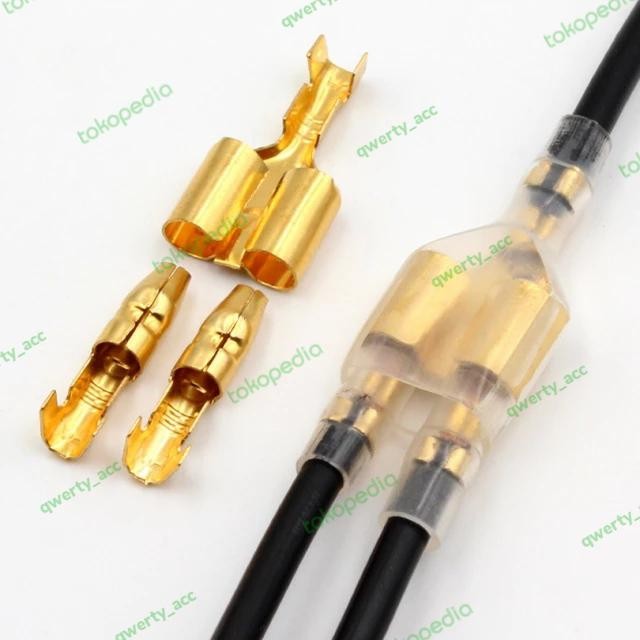 1 Pasang Skun Sambungan Kabel Male Female Bulat Double Dobel *