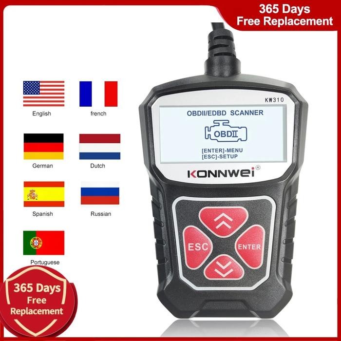 KONNWEI KW310 OBD2 Scanner 7 Languages Diagnostic Tool for EOBD Auto