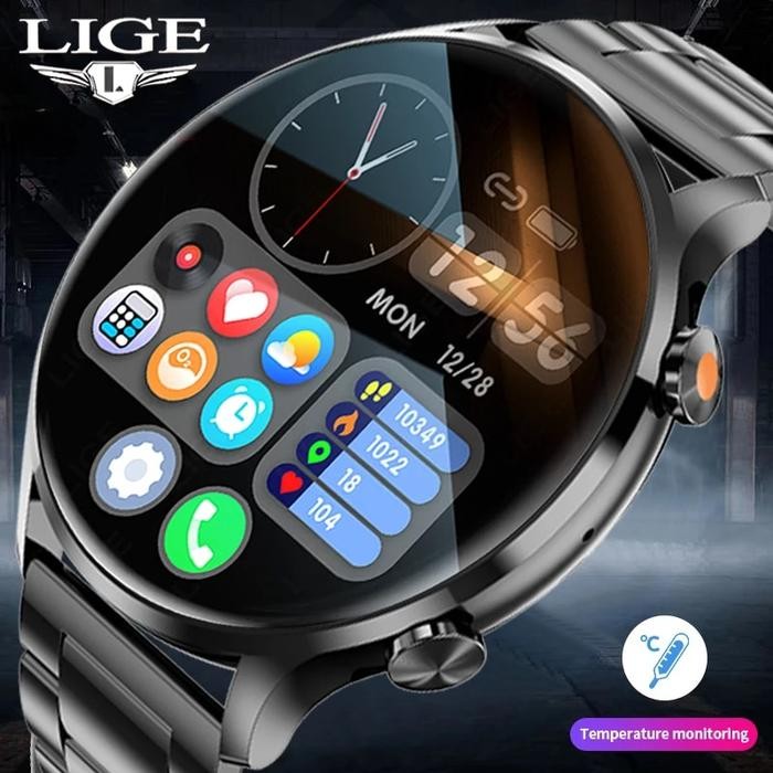 LIGE Smart Watch Men Bluetooth Call Body Temperature Watch