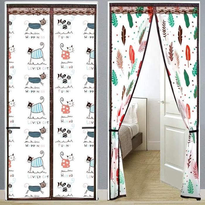 (Promo) - 90 X 210 Cm Tirai Pintu Pvc Magnet Kawat Nyamuk Magic Net Polos - Tirai Magnet Elegan