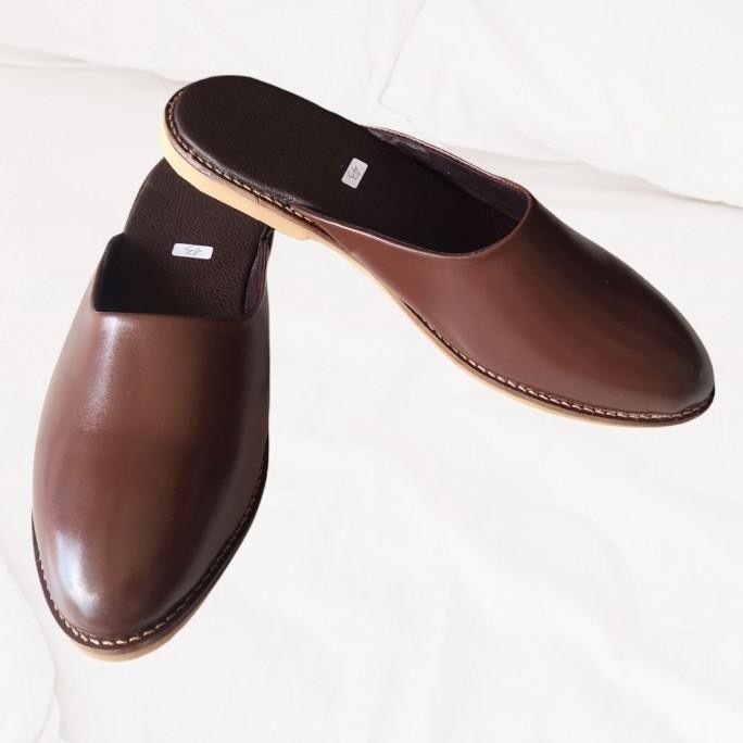 Ready Stock Sepatu Sandal Slop Kulit Adat Bali Pria