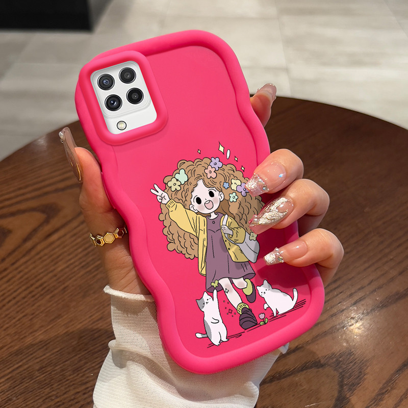 Casing Untuk Samsung A22 M22 M32 Case Casing Gadis yang lucu HP Cesing pelindung Silikon Softcase Ma