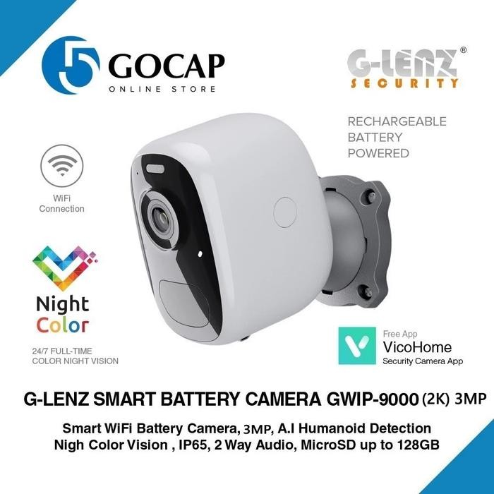 GLENZ SMART WIFI IP CAMERA BATTERY GWIP 9000 - 4MP