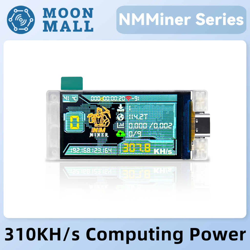 Nerd Miner V2 USB High Performance 310KH/s Heltec T190 Solo Lottery Miner Win BTC with Low Power