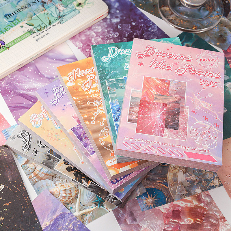 

100pcs/lot Memo Pads Material Paper the stars and the moon shine brightly Junk Journal Scrapbooking