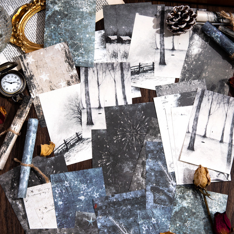 

Journal GO 40pcs Desolation Creative Material Paper Vintage Art Background Paper for Decoration