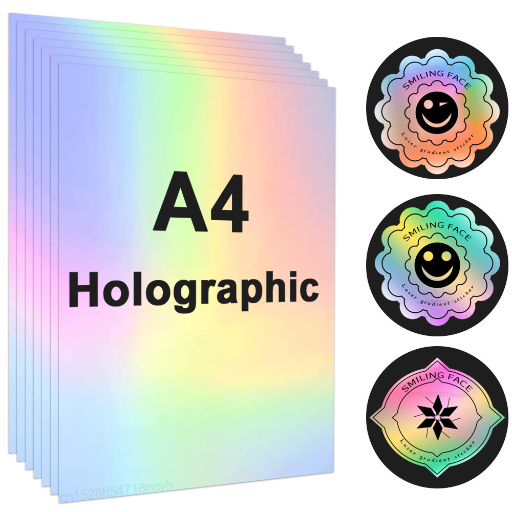 

10 Sheets Self Adhesive Hologram A4 Printing Paper Printable Vinyl Sticker Waterproof use for Inkjet