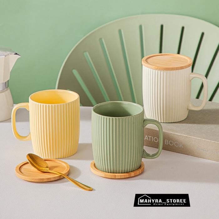 Mug Gelas Kopi Susu Keramik Dengan Tutup Mug Keramik Aesthetic + Tutup