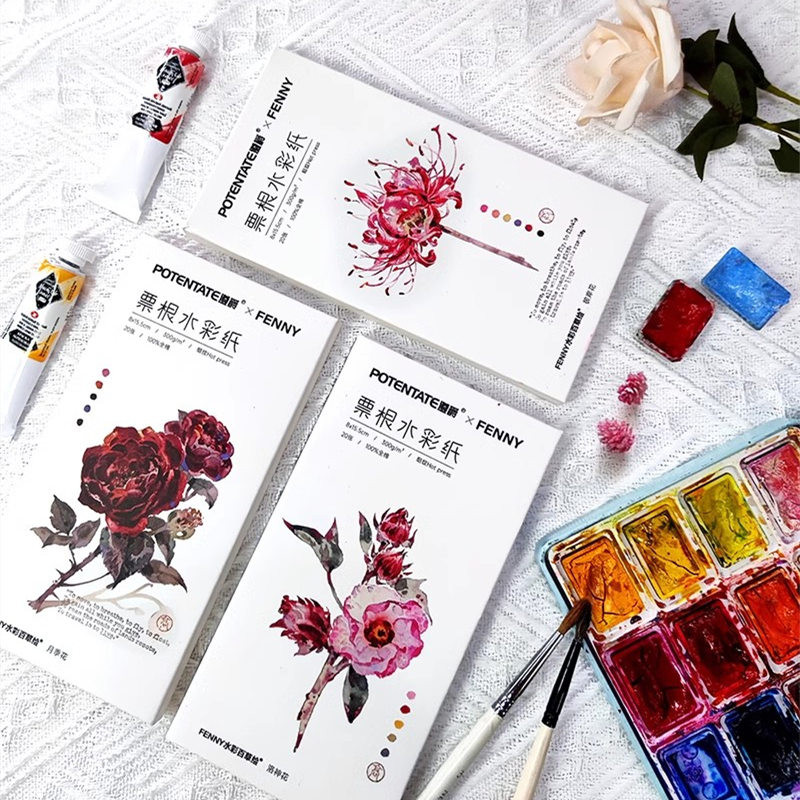 

POTENTATE Bookmark Watercolor Paper 100% Cotton 300g Fine Lines Ticket Stub Portable Painting Paper