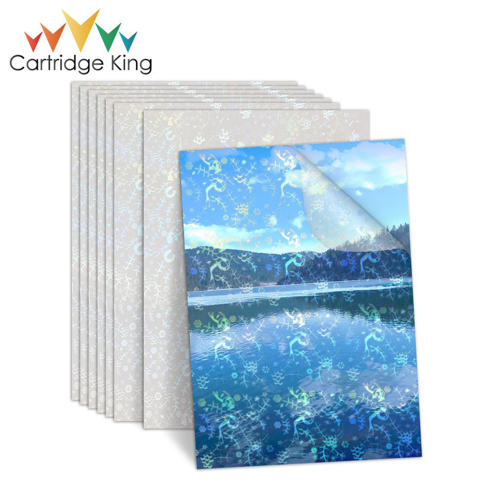 

10 Sheets Half Transparent Holographic Cold Laminating Film on Paper Adhesive Sticker Film A4
