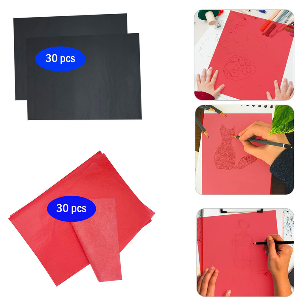 

A4 Size 30 pcs Black and 30 pcs Red color Transfer Tracing Carbon Paper Drawing Patterns