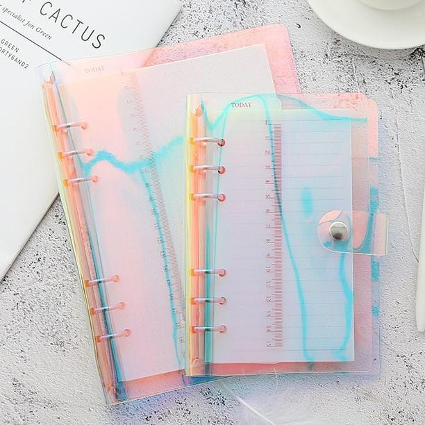 

Soft Cover Jelly Laser Binder A5 A6 6 Ring Lubang / Transparan Transparent Binder Keuangan Estetik