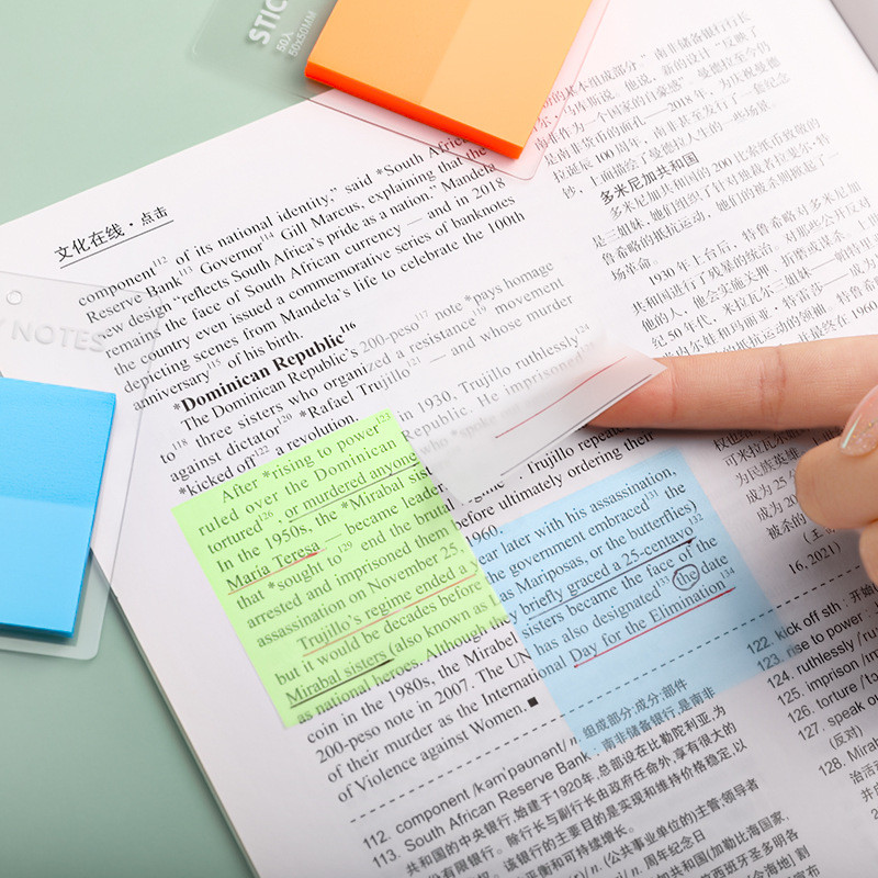 

50 Sheets Color Transparent Waterproof 50*50mm Sticky Note Pads Notepads for School Stationery