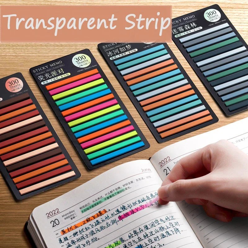 

300Sheets Color Stickers Transparent Fluorescent Index Tabs Flags Sticky Note Posted It Stationery
