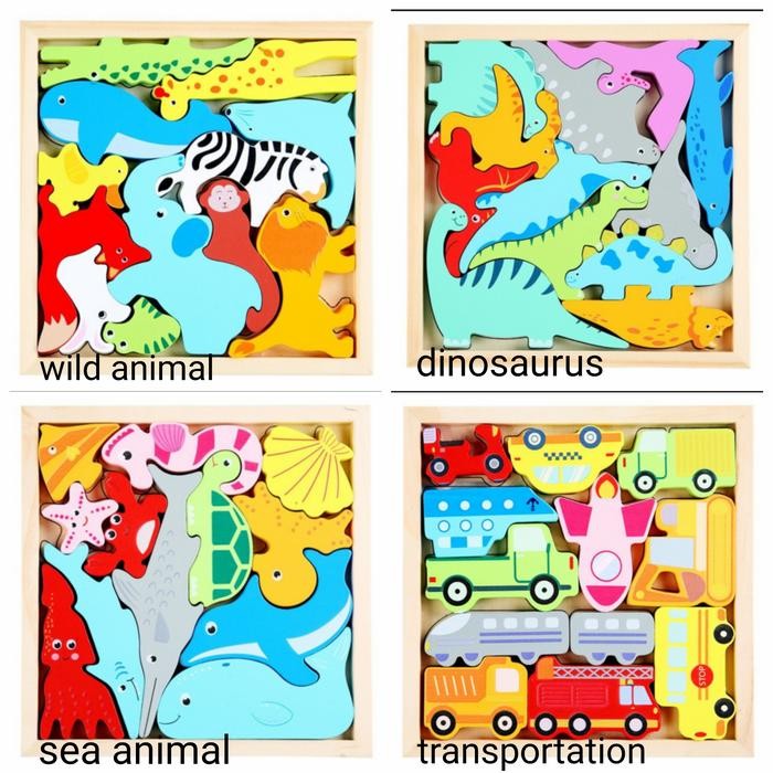 PUZZLE 3D KAYU,MAINAN EDUKASI ANAK,PUZZLE ANIMAL,PUZZLE DINO KODE 1294