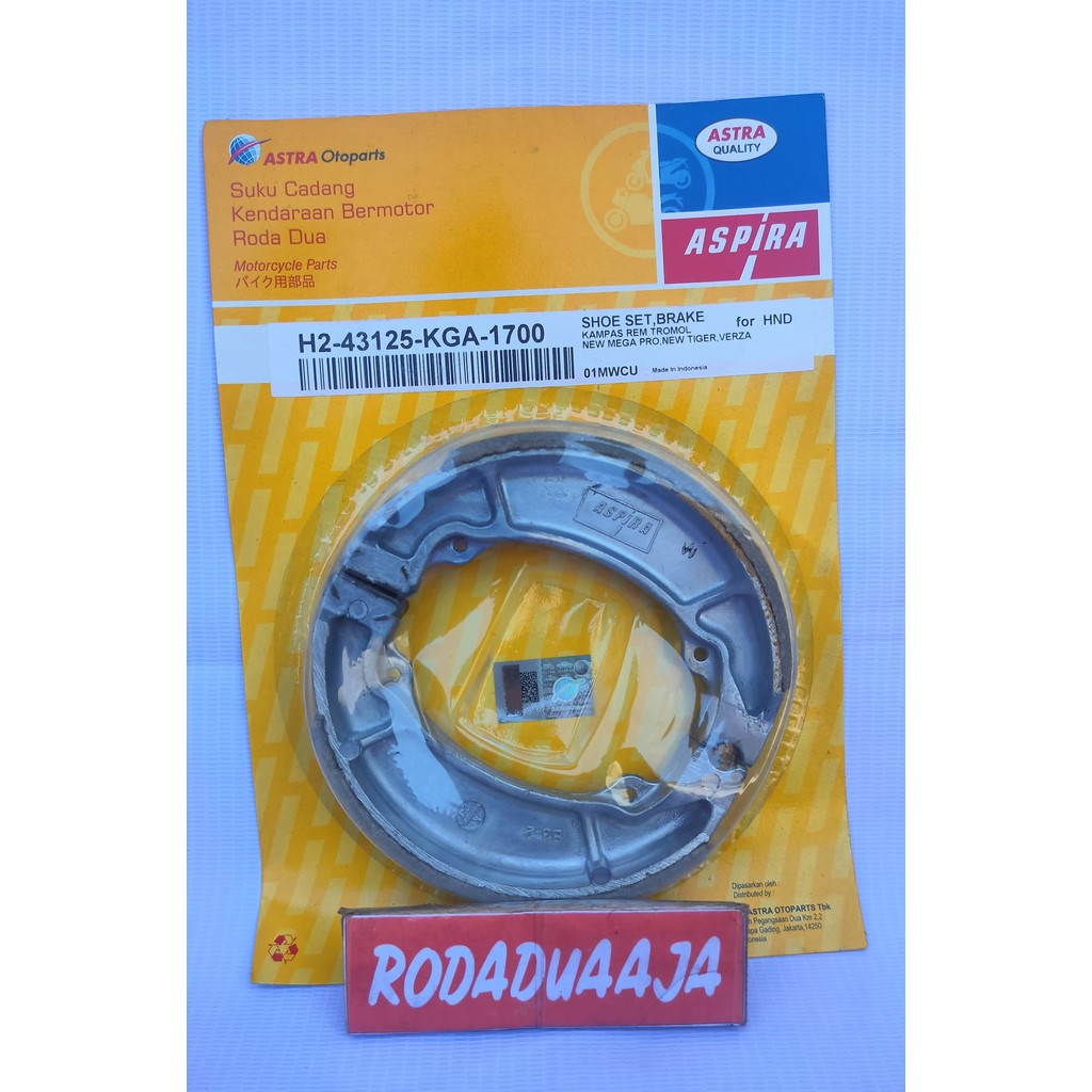 ASPIRA KAMPAS REM BELAKANG TROMOL HONDA TIGER NEW H2-43125-KGA-1700