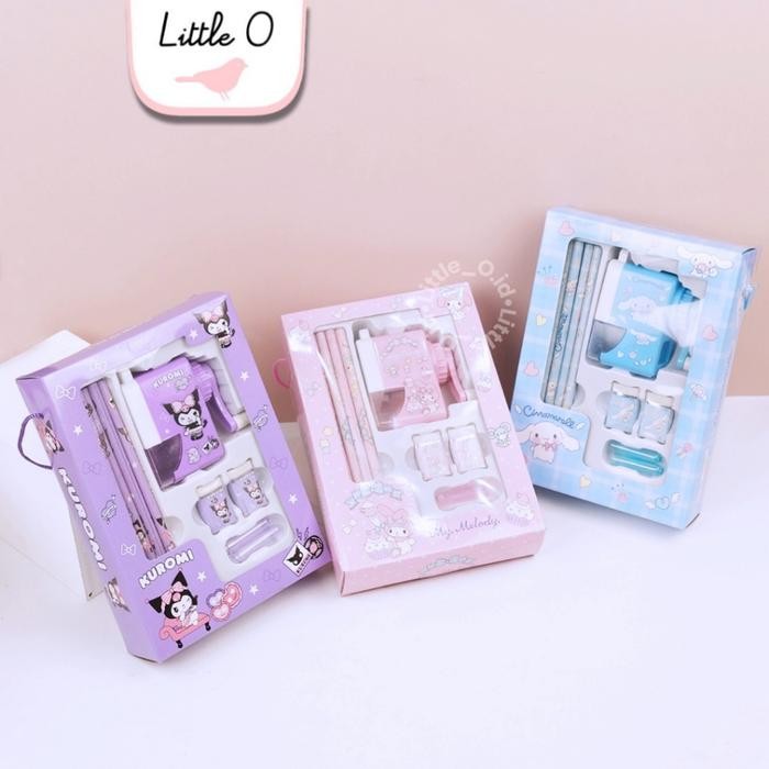 

TERLARIS Set Alat Tulis Anak Sanrio 7in1 Serutan Pensil Penghapus Tutup Pensil Rautan Peratan