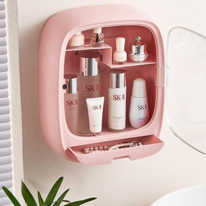 SHENAR , TEMPAT MAKE UP /RAK GANTUNG KOSMETIK OVAL / KOTAK MAKE UP KAM
