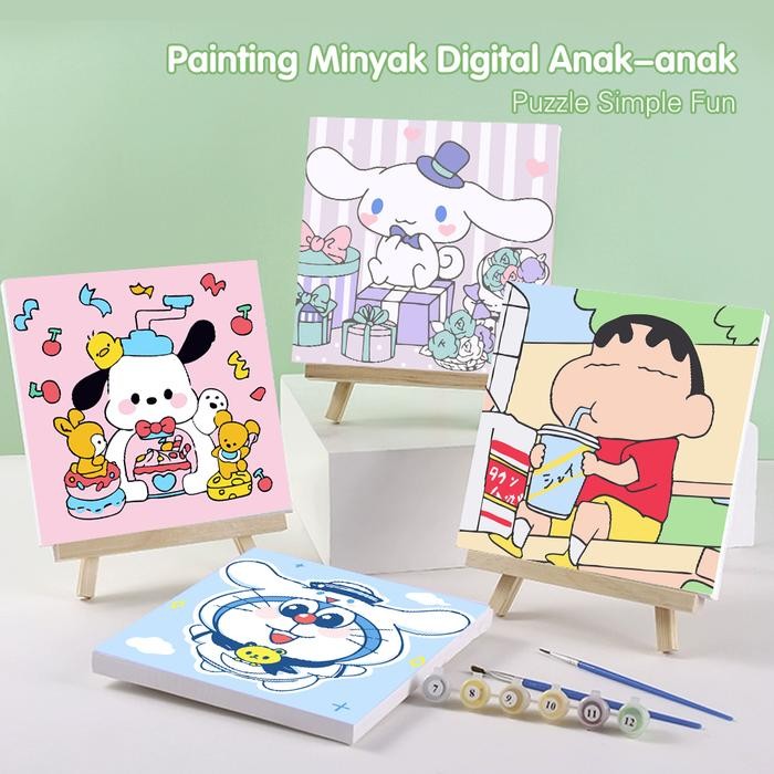

BAMBINO Paint by Number 20X20 DIY Painting Kit Kartun Sanrio Lucu Canvas Painting Set