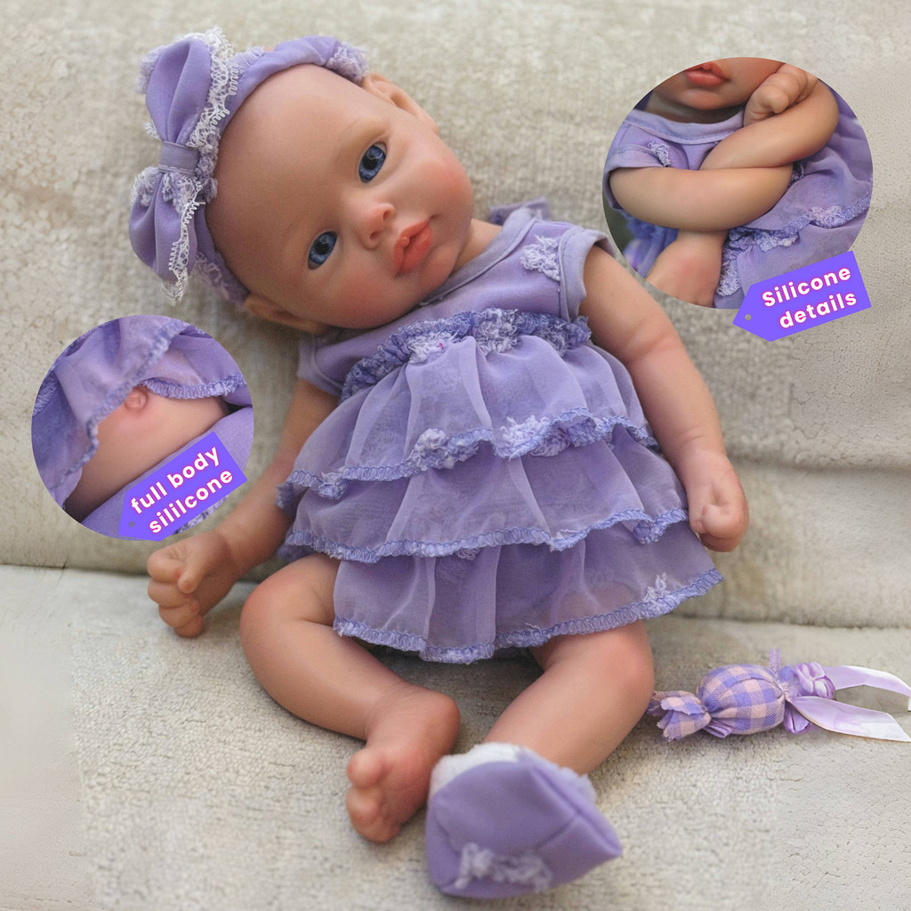 33CM Silicone Girl Reborn Doll Painted Full Body Soft Silicone Reborn Baby Doll Toys For Kid's