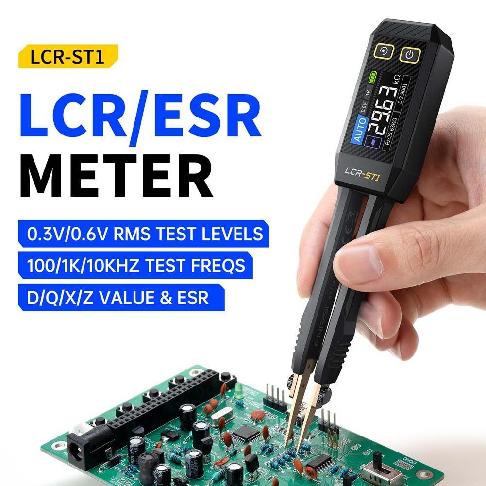 FNIRSI LCR-ST1 10KHz LCR Meter Tweezer, Mini Smart SMD Tester, Auto Component Recognition Electronic