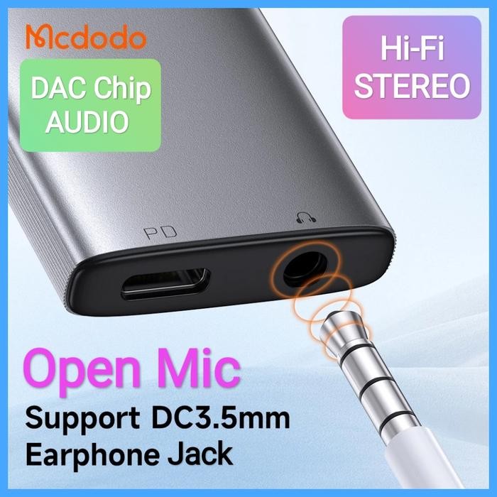 Mcdodo Adapter Converter Splitter Type C To Type C+Audio Jack3.5mm DAC